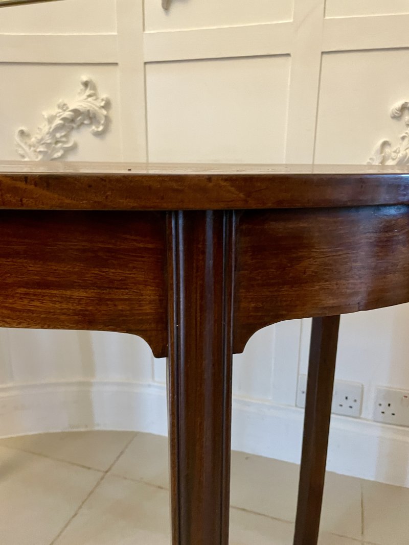 Unusual Pair of Antique George III Quality Mahogany Demi-Lune Consoles Tables - Image 8